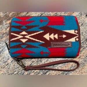 Pendleton Blue and Red Wool Wristlet